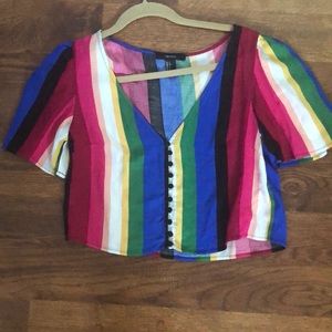 F21 Rainbow striped crop top